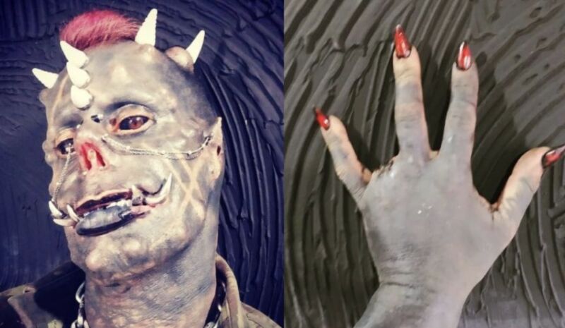  Tatuador amputa dedo para ter garras de demônio
