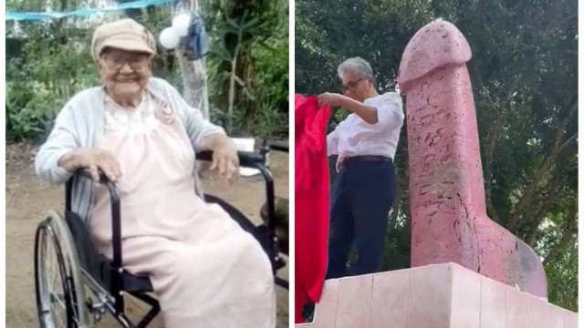  Ultimo desejo da idosa foi atendido. Ser enterrada num túmulo com um pênis de 300kg