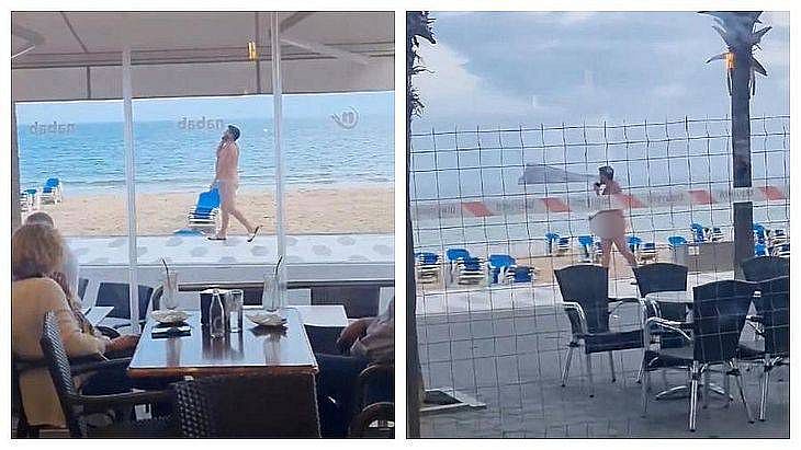  Homem passeia pelado enquanto fala ao telefone e choca turistas em praia