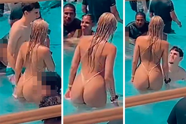  Modelo viraliza ao usar biquíni ‘invisível’ em parque aquático ao lado de crianças
