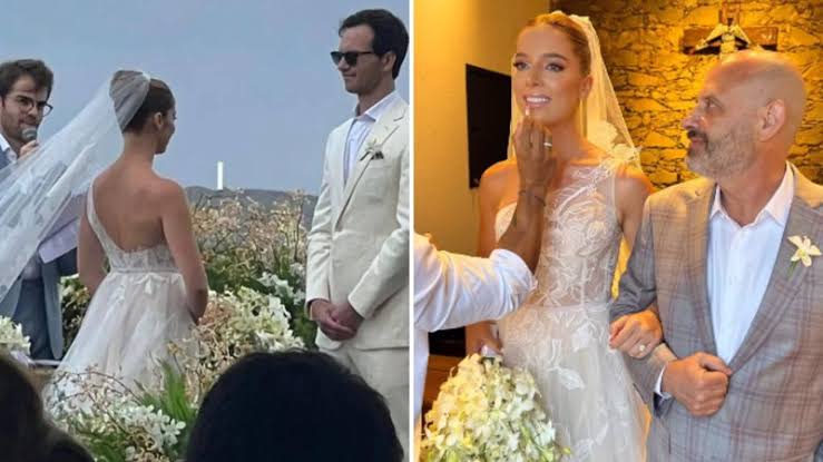  Casamento de bilionário em Noronha tem paraquedas, atriz de Hollywood e empresários; veja fotos