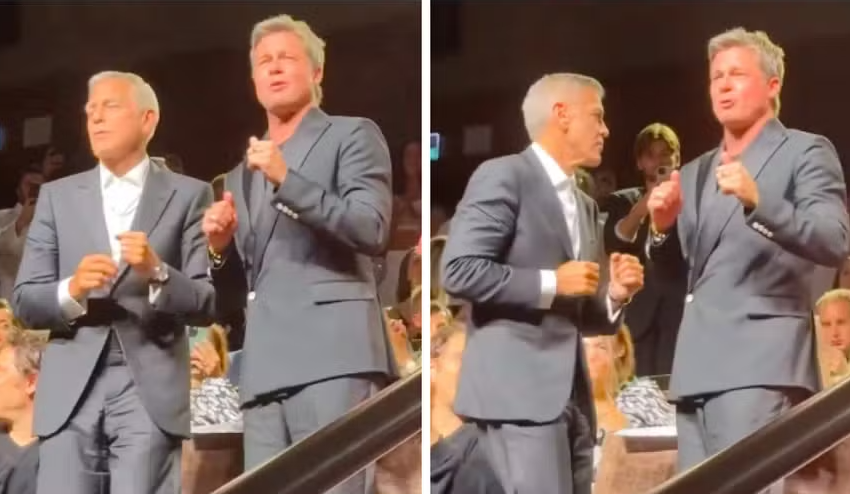  Brad Pitt e George Clooney fazem dancinha ao serem aplaudidos de pé em Veneza por filme de US$ 200 milhões que flopou feio entre críticos