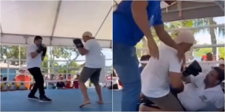  Virou Popó? Prefeito de cidade baiana nocauteia secretário da Educação em luta de boxe; assista